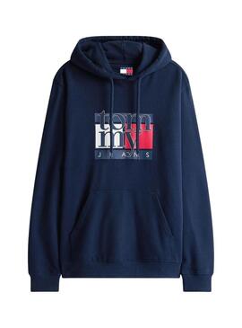 Felpa Tommy Jeans Flag blu scuro per uomo