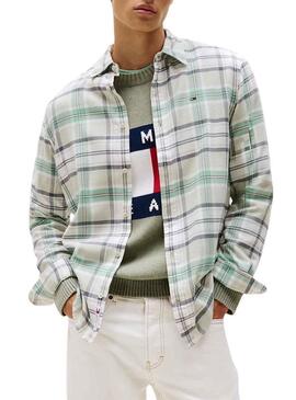 Camicia Tommy Jeans Flannel verde per uomo.