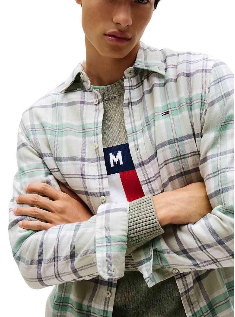 Camicia Tommy Jeans Flannel verde per uomo.