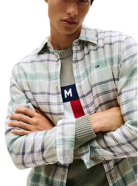 Camicia Tommy Jeans Flannel verde per uomo.
