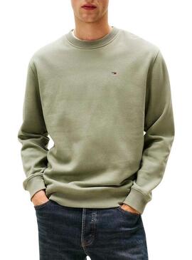 Maglione verde Tommy Jeans Crew per uomo.