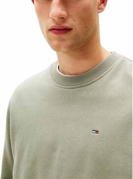 Maglione verde Tommy Jeans Crew per uomo.