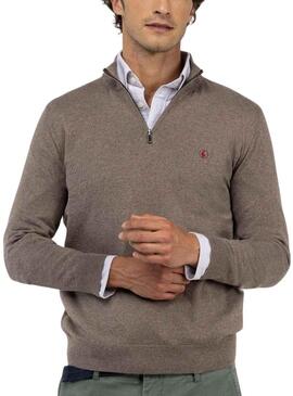 Maglione El Ganso con collo a camionista color topo per uomo