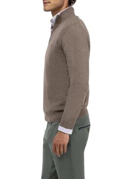 Maglione El Ganso con collo a camionista color topo per uomo