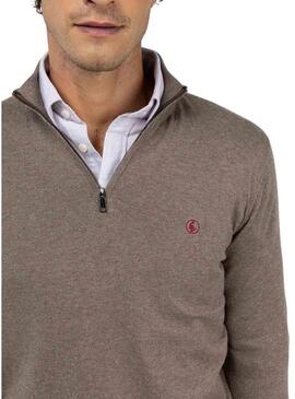 Maglione El Ganso con collo a camionista color topo per uomo