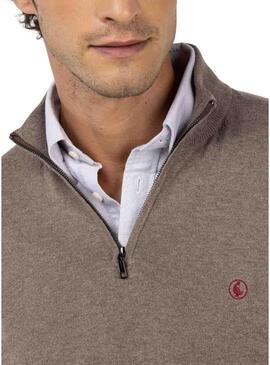 Maglione El Ganso con collo a camionista color topo per uomo