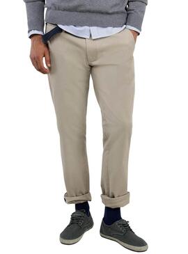 Pantaloni cinesi El Ganso beige slim fit per uomo