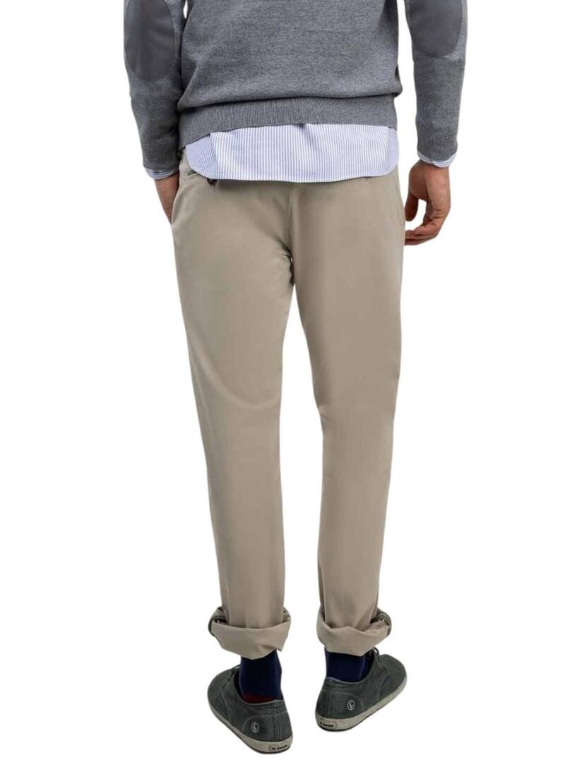 Pantaloni cinesi El Ganso beige slim fit per uomo