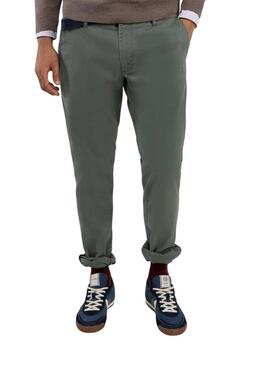 Pantalone cinese El Ganso verde slim fit per uomo.