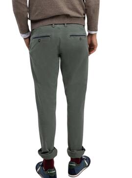 Pantalone cinese El Ganso verde slim fit per uomo.