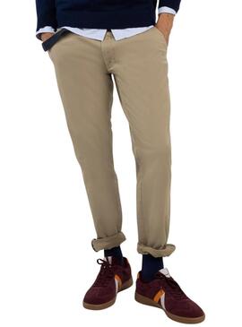 Pantaloni cinesi El Ganso color cammello slim fit per uomo