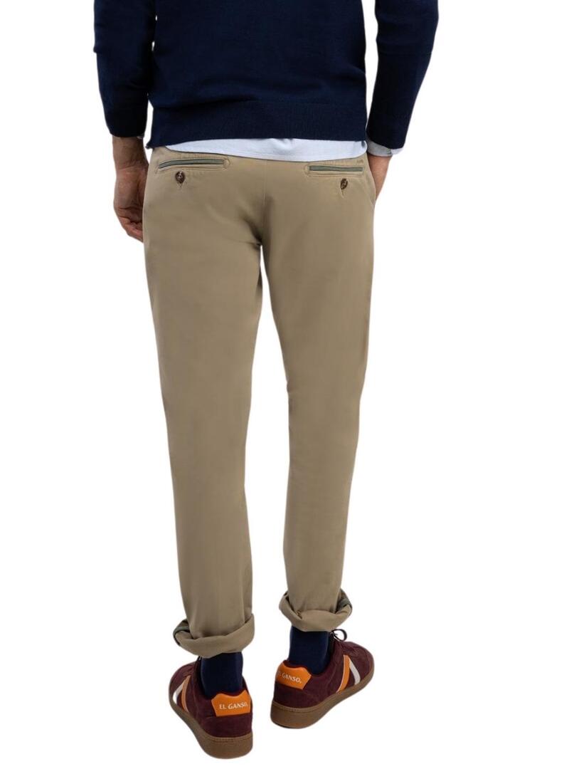 Pantaloni cinesi El Ganso color cammello slim fit per uomo