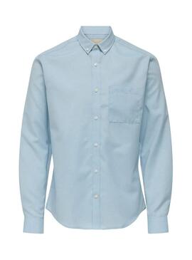 Camicia Only and Sons Alvares oxford blu slim per uomo