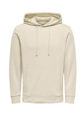 Felpa Only and Sons Chase regular beige per uomo