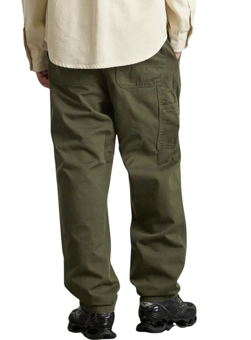Pantaloni Carhartt Flint verdi tinta unita per uomo