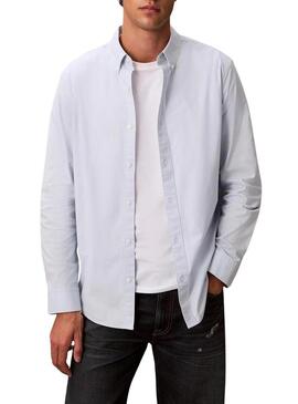 Camicia Calvin Klein Solid Oxford blu per uomo