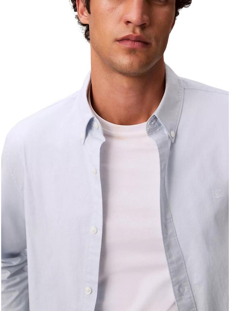 Camicia Calvin Klein Solid Oxford blu per uomo