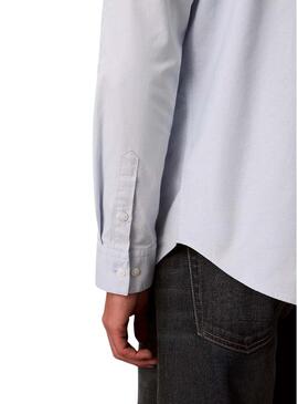 Camicia Calvin Klein Solid Oxford blu per uomo