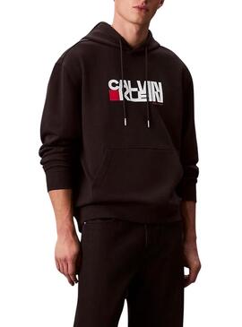 Felpa Calvin Klein CK Redbox nera per uomo