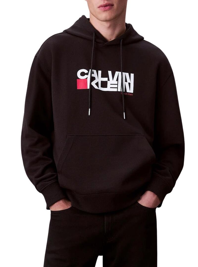 Felpa Calvin Klein CK Redbox nera per uomo