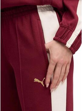 Pantaloni sportivi a zampa Puma T7 bordeaux per donna
