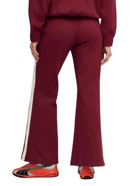Pantaloni sportivi a zampa Puma T7 bordeaux per donna