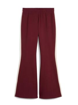 Pantaloni sportivi a zampa Puma T7 bordeaux per donna