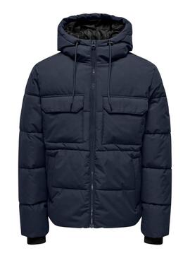 Giacca trapuntata Only and Sons Selijah nera per uomo.