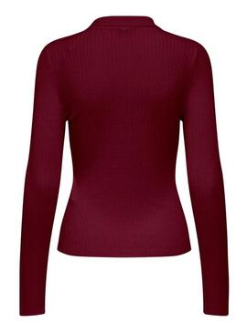 Maglia Only Mila polo bordeaux per donna