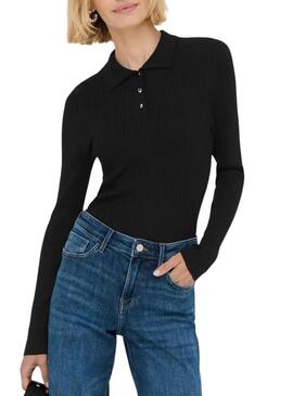 Maglia Only Mila polo nera da donna