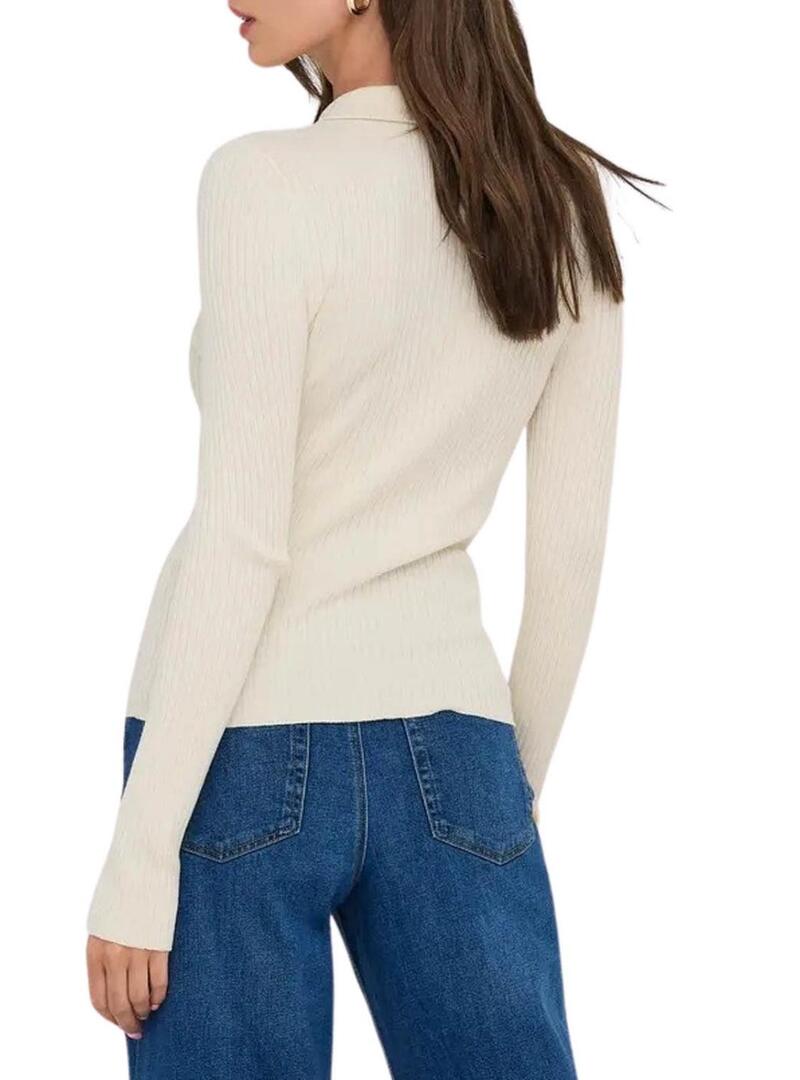 Maglia Only Mila polo beige per donna