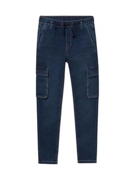 Pantaloni Mayoral jogger in morbido denim scuro per bambini