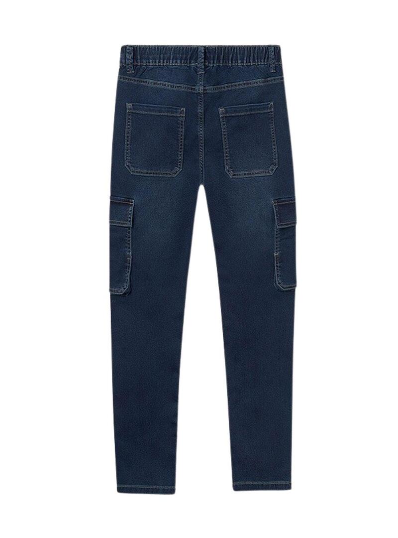 Pantaloni Mayoral jogger in morbido denim scuro per bambini