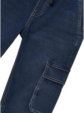 Pantaloni Mayoral jogger in morbido denim scuro per bambini
