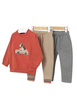Tuta Mayoral arancione con auto 2 pantaloni per bambini