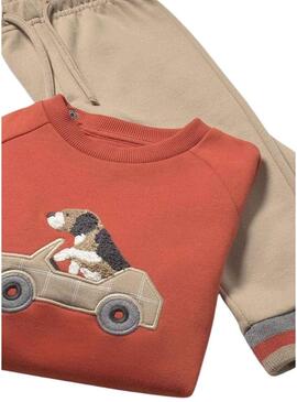 Tuta Mayoral arancione con auto 2 pantaloni per bambini