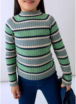Maglione Mayoral mezzo-giro collo a maglia verde per ragazza