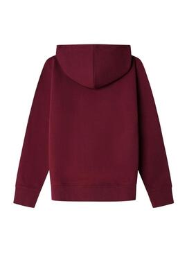 Felpa Pepe Union Jack con cappuccio bordeaux per bambino