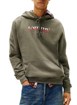 Felpa Tommy Jeans DNA verde per uomo.