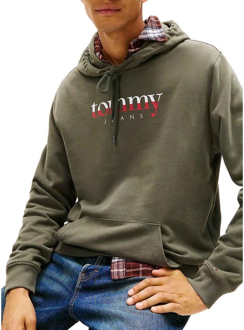 Felpa Tommy Jeans DNA verde per uomo.
