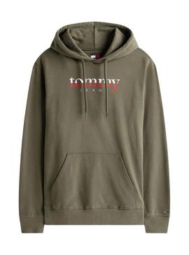 Felpa Tommy Jeans DNA verde per uomo.