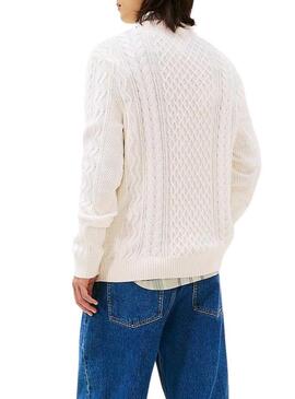 Maglione Tommy Jeans Cable bianco per uomo