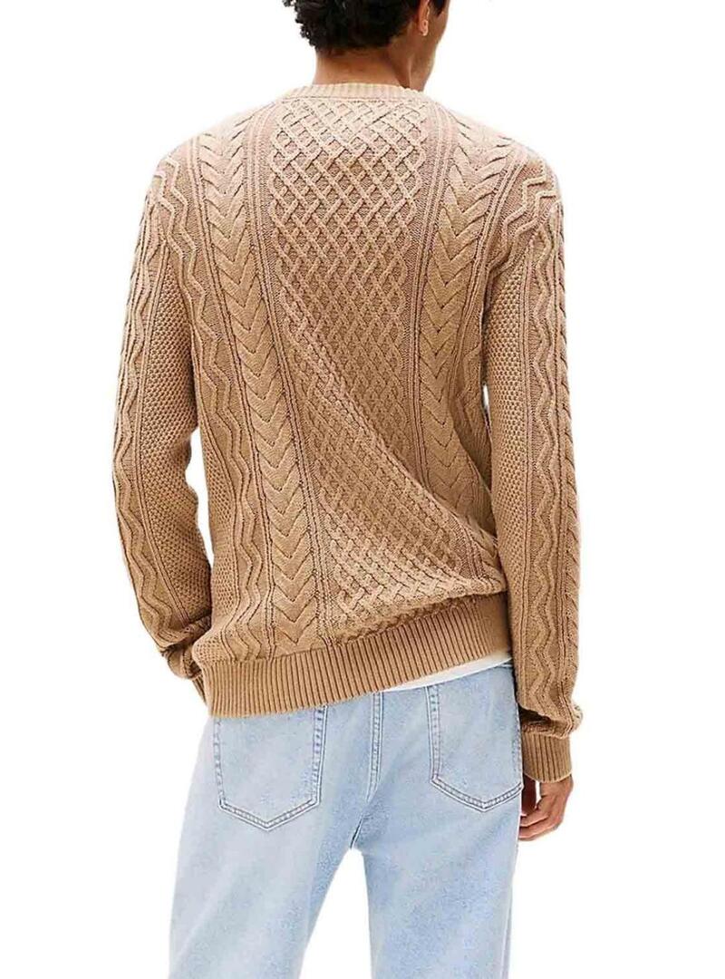Maglione Tommy Jeans Cable beige per uomo