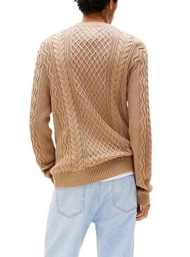 Maglione Tommy Jeans Cable beige per uomo