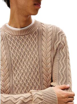Maglione Tommy Jeans Cable beige per uomo