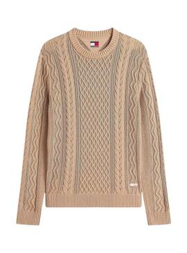 Maglione Tommy Jeans Cable beige per uomo