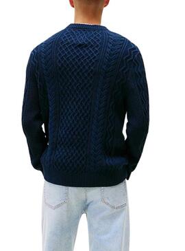 Maglione Tommy Jeans Cable blu navy per uomo.