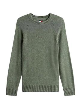 Maglia Tommy Jeans Slim Linear Logo verde per uomo