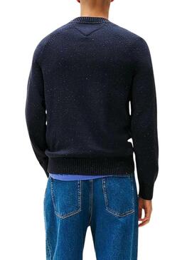 Maglia Tommy Jeans Slim Linear Logo blu scuro per uomo.