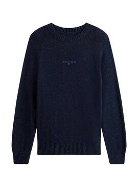 Maglia Tommy Jeans Slim Linear Logo blu scuro per uomo.